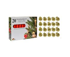 10210254GR - Juego de 40 velas para Ã¡rbol de Navidad (20 portavelas dorados de 15 mm y 20 velas rojas de 13 x 10 mm)