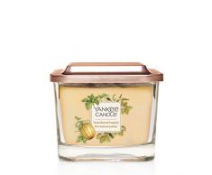 YANKEE CANDLE - Colección Elevation, Vela aromática Mediana Cuadrada de 3 mechas con Tapa de Plataforma, Haba Tonka y Calabaza