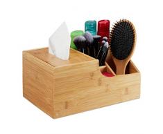 Relaxdays Organizador de baÃ±o, Almacenaje de cosmÃ©ticos, Caja para paÃ±uelos, 14 x 29 x 19,5 cm, 1 Ud, MarrÃ³n, BambÃº
