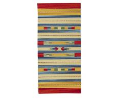 Jute & Co. Kilim - Alfombra tapete (algodón, Tejido a Mano, 60 x 120 cm), Multicolor