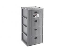 Stefanplast Elegance Cajonera Rattan, 4 cajones, gris, 37 x 39 x 80 cm