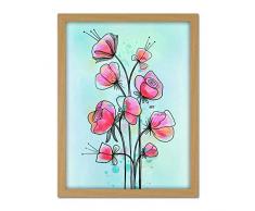 Abstract Flowers Colourful Watercolour Painting Artwork Framed Wall Art Print 18X24 Inch Resumen Las flores Vistoso Acuarela Pintura pared