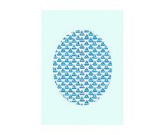 Komar Wandbild Von Shelly Patterns Aqua | Poster, Bild, Wohnzimmer, Schlafzimmer, Dekoration, Kunstdruck | ohne Rahmen | P037F-30x40 fotomural, TÃ¼rkis, Blau, WeiÃ