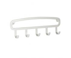 InterDesign York Lyra Colgador de llaves para pared | Perchero con ganchos para pasillo y cocina | Organizador de llaves para pared con 5 ganchos | Metal blanco