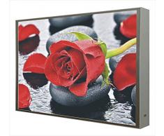 Cuadro con Marco Madera Lacada en Blanco Iluminado con Luz Leds Rosa Zen