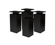 ALUSFERA Patas para Muebles - Pata Regulable para Sofá - Patas Regulables para Mueble - Juego de 4 Patas de Metal - Forma Angular 40 x 40 mm - Accesorios de Montaje incluidos - 120 MM - Negro
