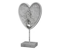 Casablanca - Figura Decorativa de Pareja en corazÃ³n de Resina, Accesorio de Regalo de Boda, Compromiso, cumpleaÃ±os, Color: Plata con Purpurina, Altura 30 cm