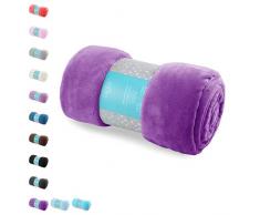 AmeliaHome Tyler Collection - Manta de Microfibra (Forro Polar), poliéster, Morado, 170 x 210