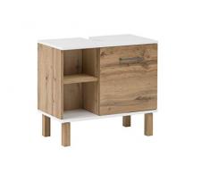 Schildmeyer Armario para Lavabo 147630 Wido, Madera de ingenierÃa, Roble rústico Decorado/Blanco, 60 x 65,2 x 35 cm