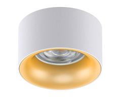 Maclean MCE457 W/G Lámpara empotrada en el techo con casquillo GU5.3 MR16 para bombillas LED y halógenas de hasta 35W 70x40mm Foco empotrado Aluminio Redondo Blanco/Oro reflector