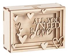 Rayher 62923505 - Caja de regalo de madera en 3D, FSCMixCred, natural, 11,5 x 8,5 x 5 cm