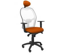 Piqueras Y Crespo (PIQU7) Silla Jorquera Malla Blanca Asiento Bali Naranja con cabecero Fijo Oficina, Talla unica