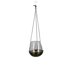 Casablanca Portavelas para Colgar, Cristal, Transparente, Plateado, Altura 19,5 cm