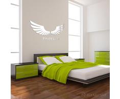 FLEXISTYLE Espejo Decorativo Wings - Freedom, 3mm Acrylic Mirror from EU, Living Room, Bedroom, Hallway, Unbreakable, DIY Home Decoration, Silver, Made in EU