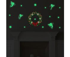 Walplus Christmas Garland Plus Adhesivos de Pared, Vinilo, Multicolor, 20 X 30 X 3Cm