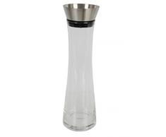GK-01 - Jarra de agua de cristal (1 litro, cristal de borosilicato de alta calidad, tapa de acero inoxidable, decantador, vino, jarra de cristal, té, café, café, café, agua caliente o frÃa)