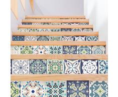 Stickers Adhesivos escalera carrelages | adhesivo adhesivo contremarche azulejos de cemento - Adhesivos contremarche carrelages | escalera cuadros de cemento adhesiva - Azulejos - 15 x 105 cm - 6 bandas