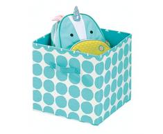 Idesign Tela, Cesta Plegable Mediana En Mezcla De Algodón Y Poliéster Con 2 Asas, Caja Organizadora De Lunares Para Armario, Dormitorio O Habitación Infantil, Turquesa, X 33,0 Cm