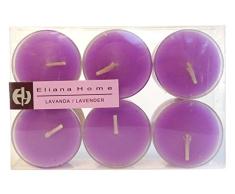 Eliana Home Conjunto 6 tealights Lavanda, Cera, 10.70x7.70x1.90 cm, 6 Unidades