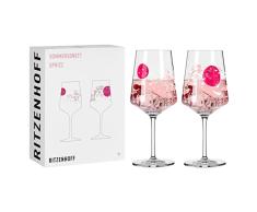 RITZENHOFF 3461007 Sprizz - Juego de 2 vasos de aperitivo (500 ml, serie Sommersonett nÂº 13 + 14, diseÃ±o de Asia, color rosa