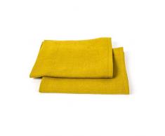 Linenme Toallas de mano y visitas Lara de lino. Juego de 2. Color amarillo y citrina 42 x 70 cm.