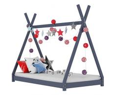 vidaXL Marco de Cama Infantil Gris Madera de Pino Maciza 90 x 200 cm