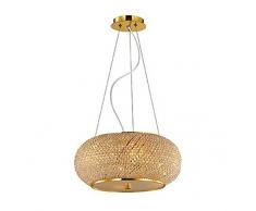 Ideal Lux PASHA SP6 E14 Oro iluminación de techo - Lámpara (Dormitorio, Habitación de los niños, Salón comedor, Salón, Oro, IP20, Cepillado, Alrededor, Vidrio, Metal)