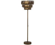 DRW Lampara de pie de Metal en Dorado Viejo 46x162cm, Base 29x6cm y Pantalla 32cm