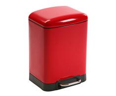 Versa 10370330 Papelera 6L Rectangular Roja, 32,5x22,5x23cm, Acero, Basura,Pedal