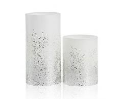 Pauleen 48008 Set de 2 Glowing Glitter Candle Velas LED autÃ©ntica con Llama titilante cÃ¡lido Cera Blanco y Plateado
