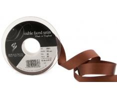Cinta de satén a doble cara Berisfords 3501 de 20 m x 15 mm, color marrón oscuro