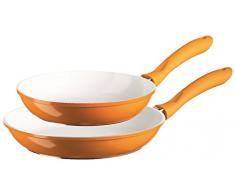 Josef Mäser GmbH De aluminio fundido Mäser Alioth juego de sartenes de sin-revestimiento 24 cm/28 cm 2 mm juego de 2 en verde y naranja