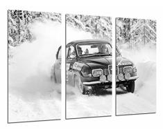 Poster Fotográfico Coche Carreras Rally Vintage en Paisaje Nevado Tamaño total: 97 x 62 cm XXL