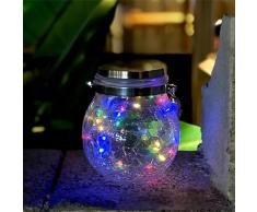 M Ledme - Farolillo Solar Exterior Multicolor, SphereGlass Linternas Solares de Cristal para Jardin RGB, Luz Solar con Soporte ExtraÃble, Lampara Solar para JardÃn, Exterior, Césped, Navidad, Camping
