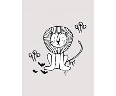 Komar Wandbild Von Scribble Lion | Poster, Bild, Wohnzimmer, Schlafzimmer, Dekoration, Kunstdruck | ohne Rahmen | P104E-30x40 fotomural, Negro, Blanco
