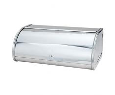 Axentia Panera en plata, Pan Caja de acero inoxidable brillante, Pan Caja en abgerundeteten Diseño, tamaño: 44 x 27 x 18 cm