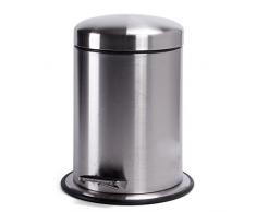 MSV Papelera 100% INOX 5L, Acero Inoxidable, Gris Metalizado, 2 cm