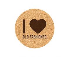Juego de 6 Posavasos de Corcho Grabado I Love Old Fashioned