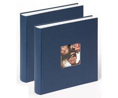 Walther Design FA-208-LD Paquete de Dos álbum de Fotos Fun, 30 x 30 cm, 100 páginas Blancas, Azul, con el Corte per un Foto