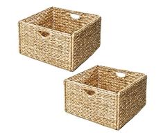 Seville Classics Cesta de lavanderÃ­a portÃ¡til Tejida a Mano con Asas integradas Almacenamiento domÃ©stico, Ropa de Cama, sÃ¡banas, Juguetes, Jacinto de Agua, aleaciÃ³n de Acero, Rectangular (2-Pack)