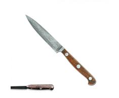 Güde Solingen - Cuchillo de mechero de acero de Damasco forjado, 10 cm, madera de palo fierro, F.GÃDE, Hecho a mano en Alemania