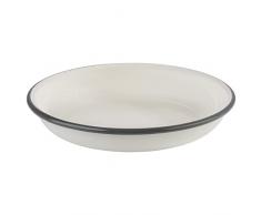 APS Juego de 2 platos hondos, diÃ¡metro de 22 cm, altura de 3,5 cm, chapa de acero esmaltada, color: blanco crema con borde gris