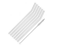 Westmark 62642260 Glas Knick - Pajitas curvadas (6 unidades, incluye cepillo de limpieza, vidrio de borosilicato)