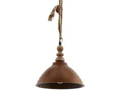 EGLO Riddlecomb , LÃ¡mpara de techo colgante, estilo vintage, industrial, retro, madera, acero y cuerda natural, lÃ¡mpara de mesa de comedor, lÃ¡mpara colgante en marrÃ³n, negro, casquillo E27