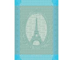 Garnier Thiebaut, Eiffel Vintage (Vintage Torre Eiffel) Celadón, 22 por 30,Francés Toalla de Cocina, 100% Algodón Trenzado Dos Capas Algodón, Fabricado en Francia