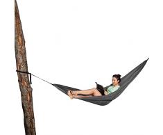 Tatonka Hammock Single - Hamaca para Exteriores superligera para 1 Persona, Incluye Set de fijaciÃ³n (2 Correas / 2 mosquetones), soporta hasta 100 kg, 290 x 150 cm, Gris Titanio