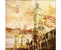 Pro-Art g1253a - Lienzo en impresión giclée (30 x 30 cm), diseño de la Ciudad de Múnich, Multicolor, 30 x 30 cm
