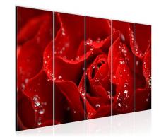 Cuadro de pared con diseño de flores y rosas, 200 x 80 cm, lienzo de fieltro, tamaño XXL, 5 piezas, fabricado en Alemania, listo para colgar, 200455a