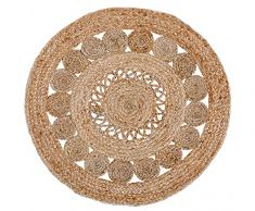 Luxor Living Balo Boho - Alfombra de Yute Tejida a Mano con Fibras Vegetales Naturales, Redonda, 150 cm de diÃ¡metro