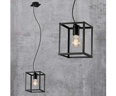 Briloner Leuchten péndulo de 1 foco, lámpara colgante retro/vintage, black steel, 1x E27, máx. 40 vatios, negra, 170 x 1200 mm (largo x ancho x alto), 1 luz